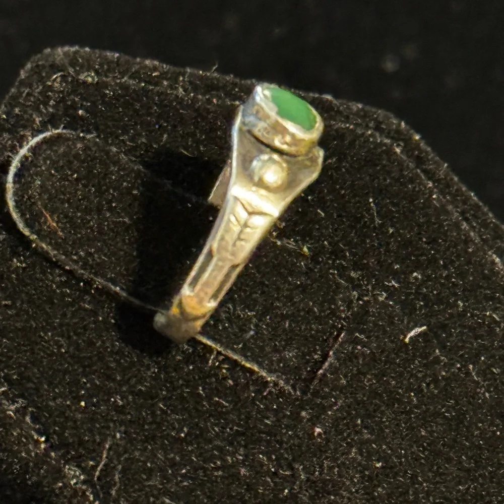 Vintage Native American Turquoise Sterling Silver Midi Knuckle Ring Size 1.75